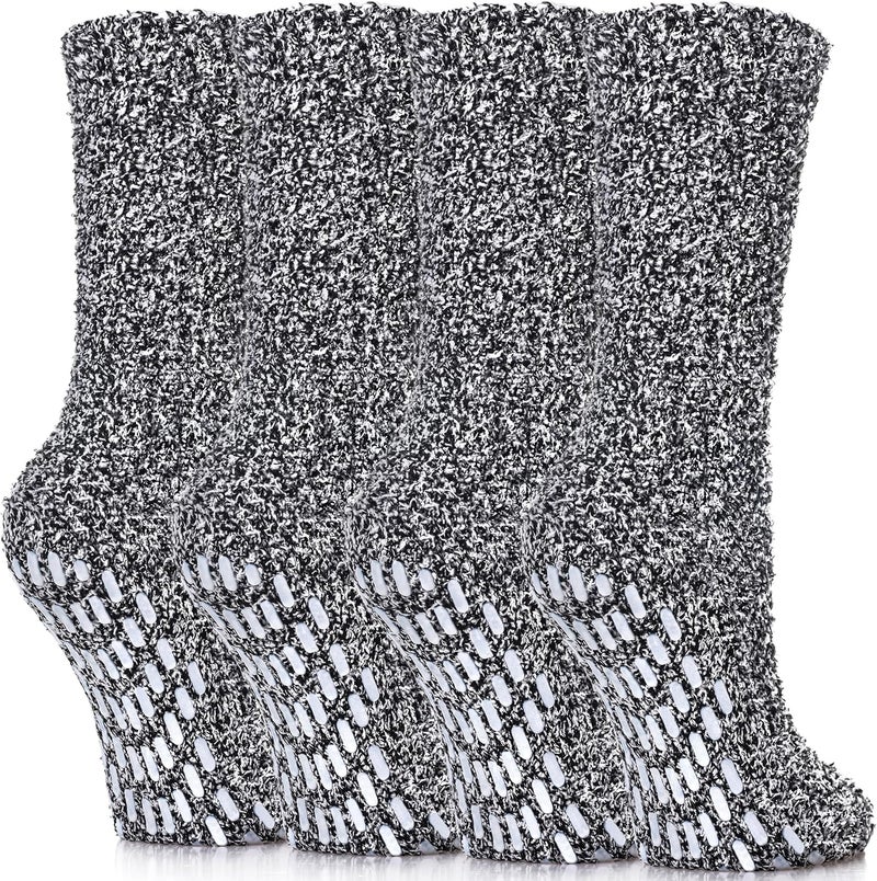 Yebing Store Non Slip Hospital Socks for Women with Grips Fuzzy Cozy Anti Skid Slipper Socks Winter Warm Soft Fluffy Sleep Socks - Image 1